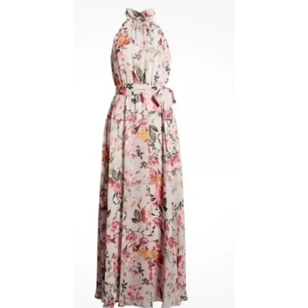 Eliza J Floral Print Halter Neck Maxi Dress NWT Size 6